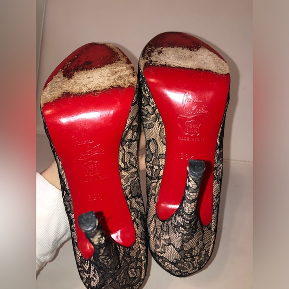 Christian louboutin lace peep toe pumps size 38.5 - Picture 6 of 6